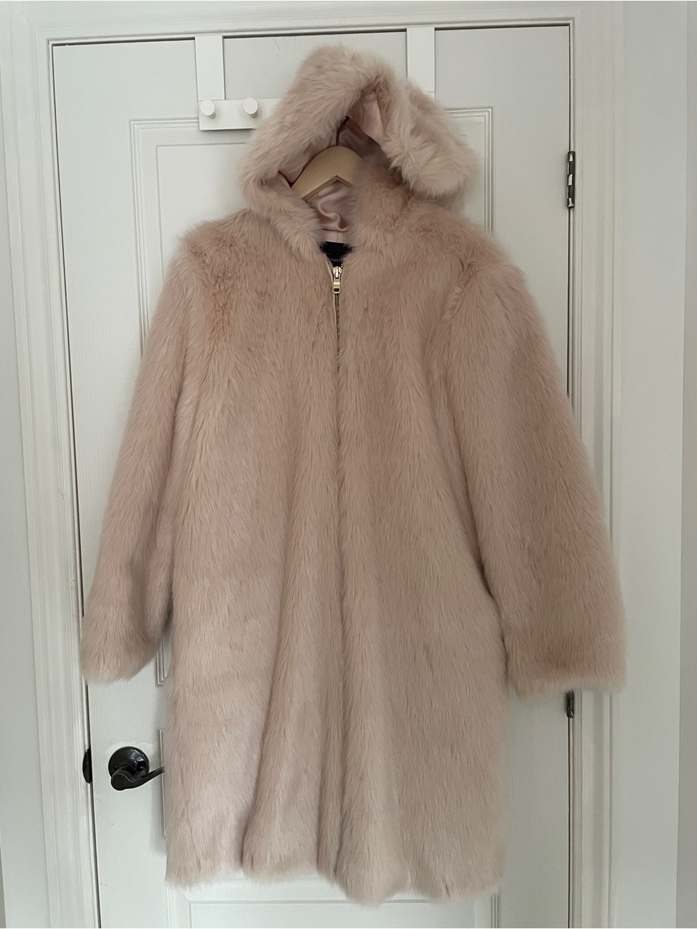 Pink Faux Fur Coat with hood
